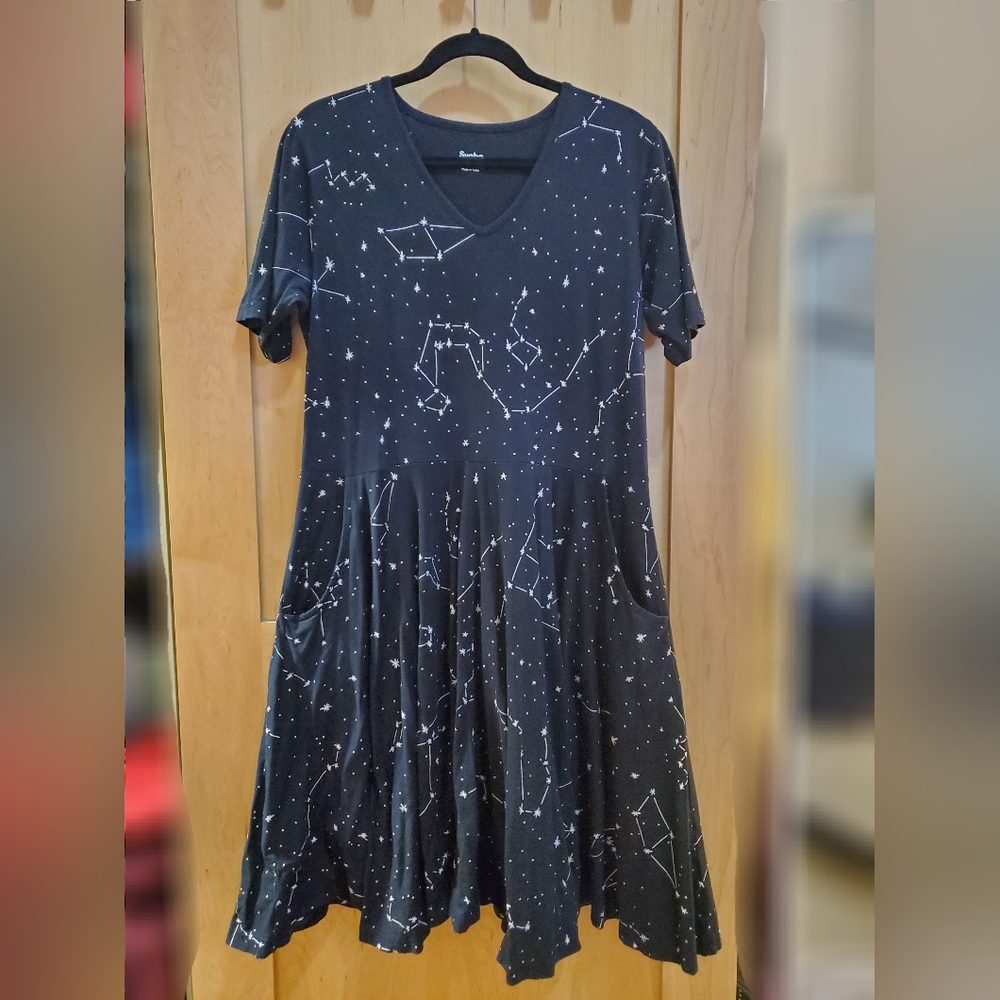 Svaha Glow-in-the-dark Constellations Twirl Dress Black L